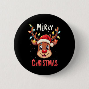 Badge Rond 5 Cm Joyeux Noël Reindeer Rouge Père Noël Noël Hommes d