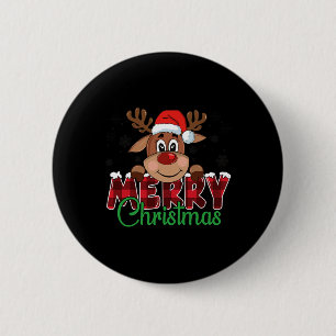 Badge Rond 5 Cm Joyeux Noël Renne Hommes Femmes Famille Assorti