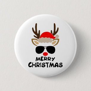 Badge Rond 5 Cm Joyeux Noël Renne Xmas Famille Hommes Femmes Enfan
