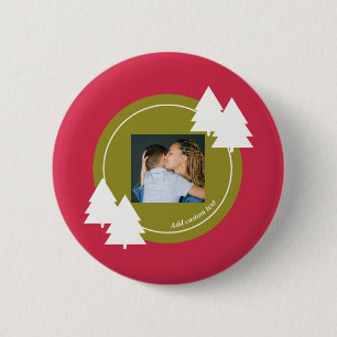 Badge Rond 5 Cm Joyeux Noël rouge personnalisable cadeau photo