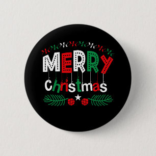 Badge Rond 5 Cm Joyeux Noël Rouge Vert Blanc