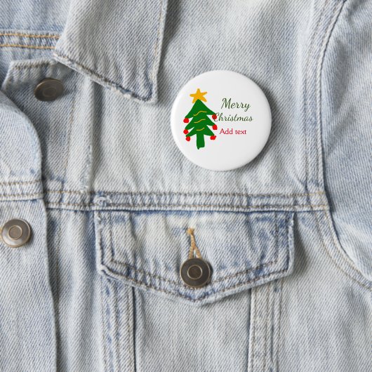 Badge Rond 5 Cm Joyeux Noël rouge vert Noël ajouter le nom (En situation)
