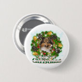 Badge Rond 5 Cm Joyeux Noël Sheltie (Devant & derrière)