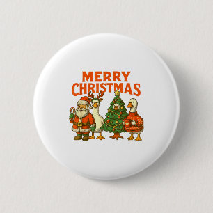Badge Rond 5 Cm Joyeux Noël Silly Goose Festive Duck Vacances R