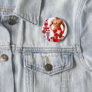 Badge Rond 5 Cm Joyeux Noël SlipperyJoe rouge blanc argent cadeau