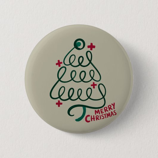 Badge Rond 5 Cm Joyeux Noël Stethoscope CNA Travailleur Médicale (Devant)