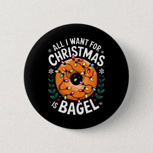Badge Rond 5 Cm Joyeux Noël Tout ce que je veux pour Noël Bagel Ho