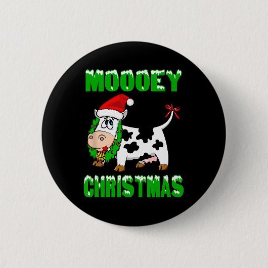 Badge Rond 5 Cm Joyeux Noël - Vache de Noël (Devant)