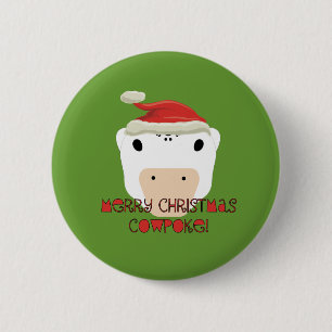 Badge Rond 5 Cm Joyeux Noël Vache Poke
