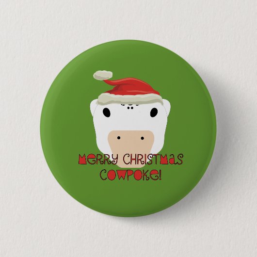 Badge Rond 5 Cm Joyeux Noël Vache Poke (Devant)