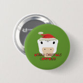 Badge Rond 5 Cm Joyeux Noël Vache Poke (Devant & derrière)