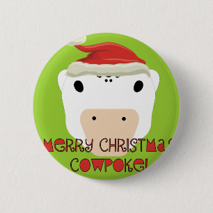 Badge Rond 5 Cm Joyeux Noël Vache Poke