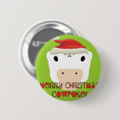 Badge Rond 5 Cm Joyeux Noël Vache Poke (Devant & derrière)