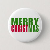 Badge Rond 5 Cm Joyeux Noël vert et rouge (Devant)