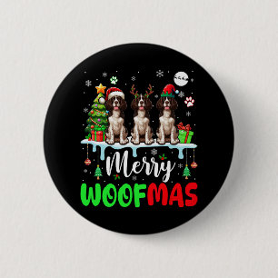 Badge Rond 5 Cm Joyeux Noël Woof Three Père Noël Anglais Springer