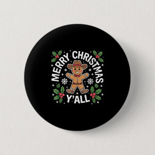 Badge Rond 5 Cm Joyeux Noël Yall Gingerbread Cowboy Howdy West