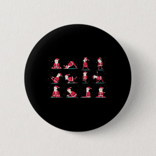 Badge Rond 5 Cm Joyeux Noël Yoga Père Noël Pratique Yoga Xmas Medi