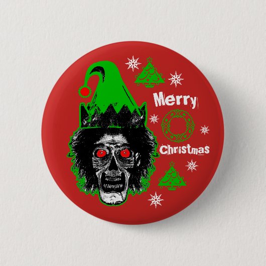 Badge Rond 5 Cm Joyeux Noël Zombie Red Eyes Style 2 (Devant)