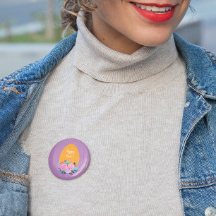 Badge Rond 5 Cm Joyeux oeuf floral de Pâques aquarelle