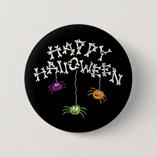 Badge Rond 5 Cm Joyeux os d'Halloween (Devant)