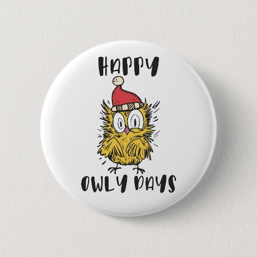 Badge Rond 5 Cm Joyeux Owly Days Funny Père Noël Owl (Devant)