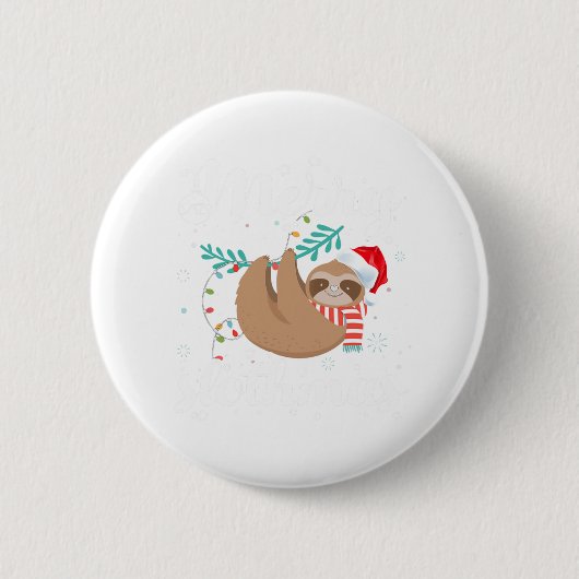 Badge Rond 5 Cm Joyeux Pajama De Noël Slothmas Pour Les Amateurs D (Devant)