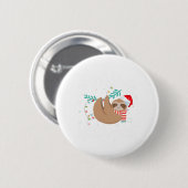 Badge Rond 5 Cm Joyeux Pajama De Noël Slothmas Pour Les Amateurs D (Devant & derrière)