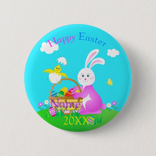 Badge Rond 5 Cm Joyeux Pâques (Devant)