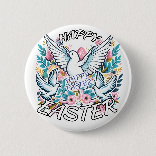 Badge Rond 5 Cm Joyeux Pâques (Devant)