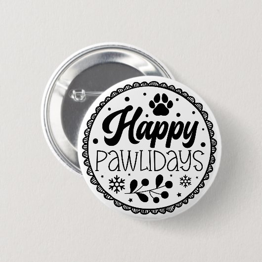 Badge Rond 5 Cm Joyeux Pawlidays Drôle chien de Noël dire (Devant & derrière)
