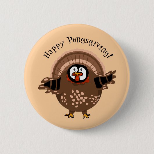 Badge Rond 5 Cm Joyeux PengsGiving Dinde (Devant)