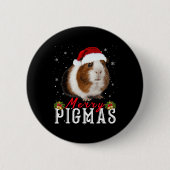 Badge Rond 5 Cm Joyeux Pigmas Masque Visage Amusant Guinée Pig Noë (Devant)