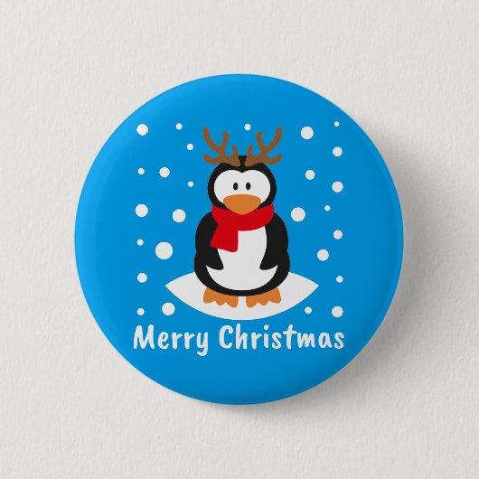 Badge Rond 5 Cm Joyeux pingouin de Noël (Devant)