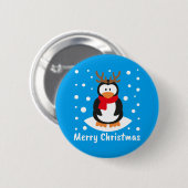 Badge Rond 5 Cm Joyeux pingouin de Noël (Devant & derrière)