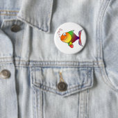 Badge Rond 5 Cm Joyeux poisson et bulles arc-en-ciel souriant (En situation)