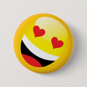 Badge Rond 5 Cm Joyeux rire Amour Coeur Emoji Fête Visage