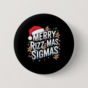 Badge Rond 5 Cm Joyeux Rizz Mas Sigmas Funny Alpha Noël Père Noël