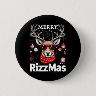 Badge Rond 5 Cm Joyeux Rizzmas Reindeer Fête de Noël