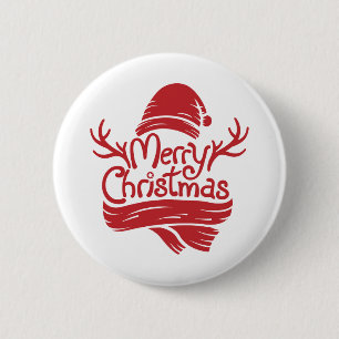 Badge Rond 5 Cm Joyeux rouge de Noël