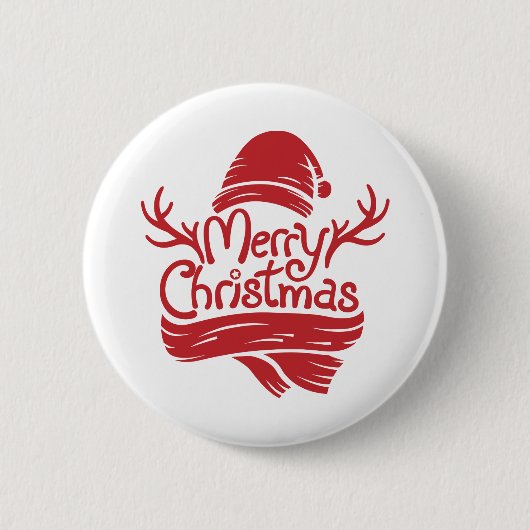 Badge Rond 5 Cm Joyeux rouge de Noël (Devant)