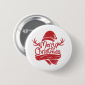 Badge Rond 5 Cm Joyeux rouge de Noël (Devant & derrière)