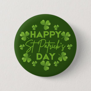 Badge Rond 5 Cm Joyeux Saint Patrick's Day Irlandais coloré Shamro