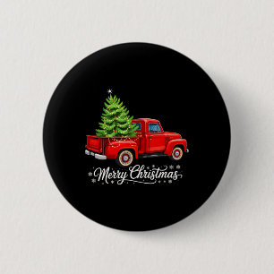 Badge Rond 5 Cm Joyeux sapin de Noël sur camion rouge Wagon Xmas C