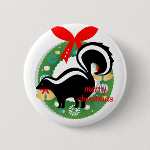 Badge Rond 5 Cm joyeux skunk de noël