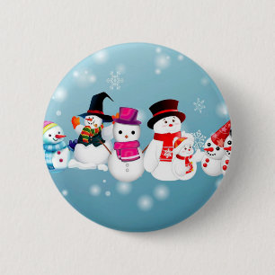 Badge Rond 5 Cm Joyeux Snowmen