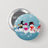 Badge Rond 5 Cm Joyeux Snowmen (Devant & derrière)