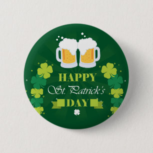 Badge Rond 5 Cm Joyeux St. Patricks Day Bière et Clovers