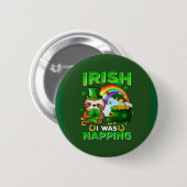 Badge Rond 5 Cm Joyeux St. Patrick's Day Sloth bouton (Devant & derrière)