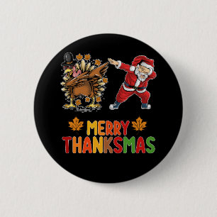 Badge Rond 5 Cm Joyeux Thanksmas Thanksgiving automne Noël saison