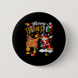 Badge Rond 5 Cm Joyeux Thanksmas Thanksgiving Noël